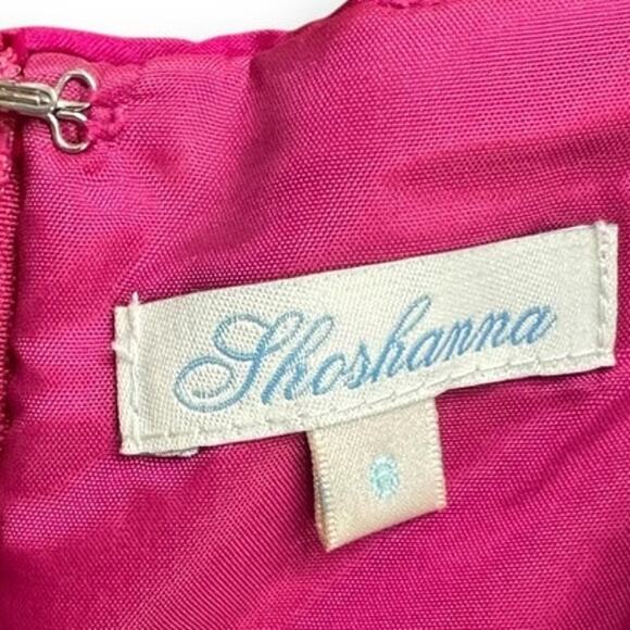 SHOSHANNA 100% Silk Strapless Dress Pink Orange Colorblock Bow Bust 6 - Picture 5 of 8